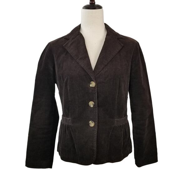 Talbots Dark Brown Button Front Corduroy Jacket Blazer Lined Excellent Size 8 p - Picture 1 of 9